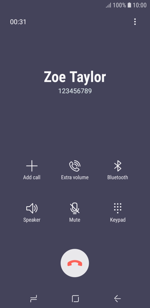 Press the end call icon.