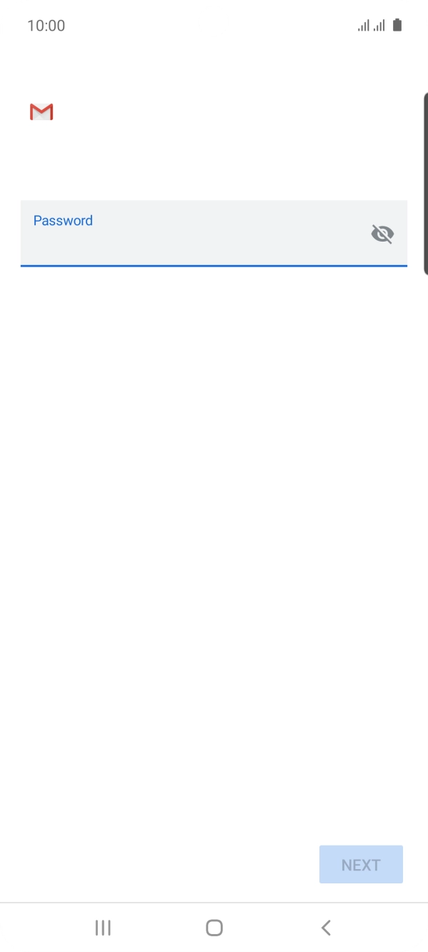 Press the field below 'Password' and key in the password for your email account.