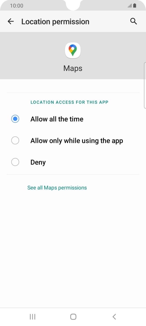 Press the required setting.