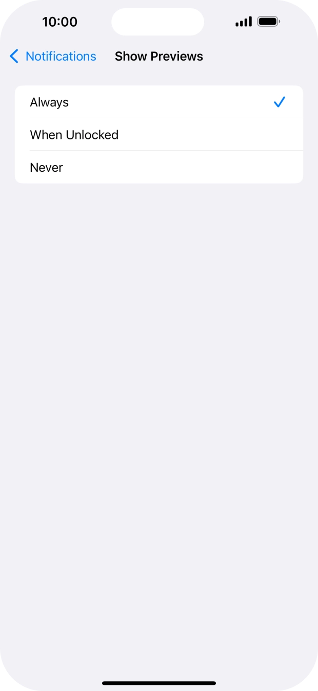 To select notification preview on the lock screen, press Always. To select notification preview on the lock screen, press Always.