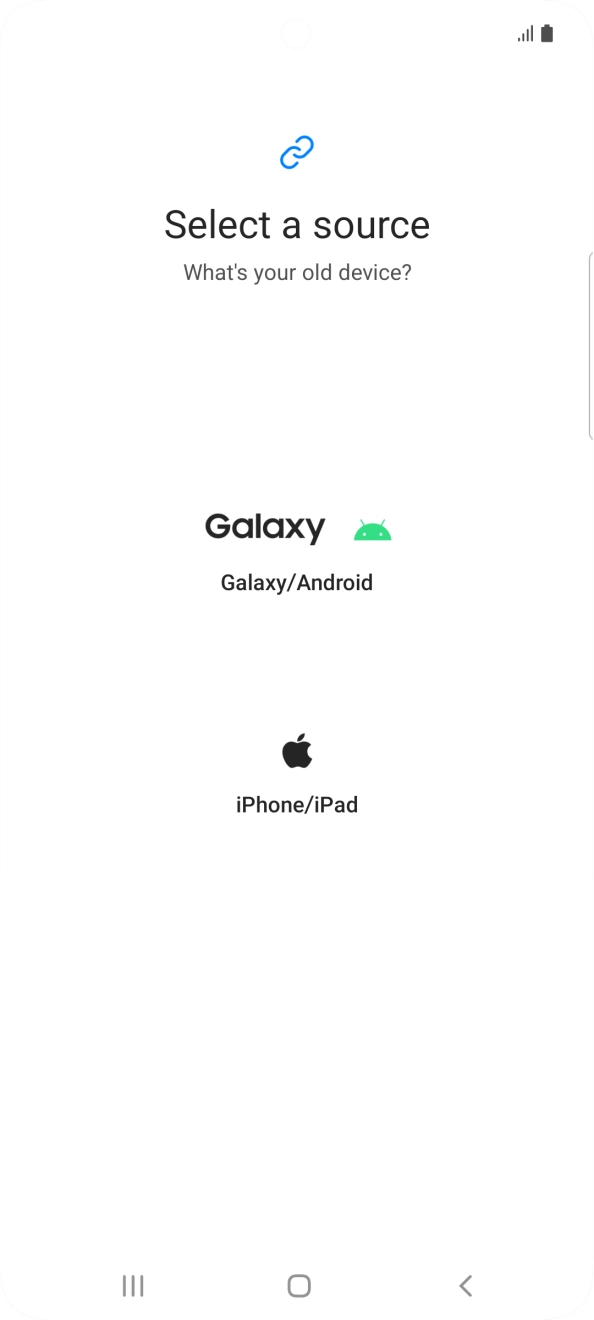 Press the required setting and follow the instructions on the screen to transfer the content from another phone.