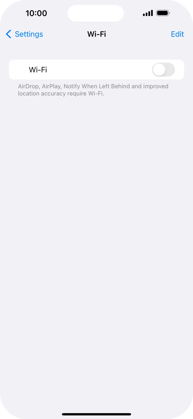 Press the indicator next to 'Wi-Fi' to turn on the function.