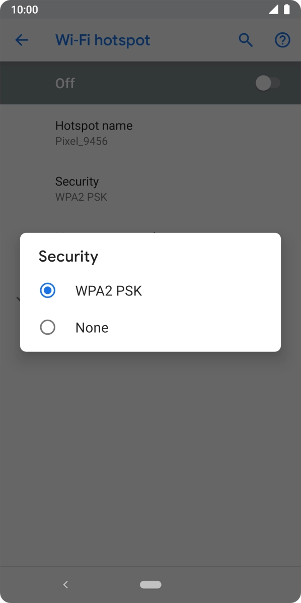 Press WPA2 PSK to password protect your WiFi hotspot. Press WPA2 PSK to password protect your WiFi hotspot.
