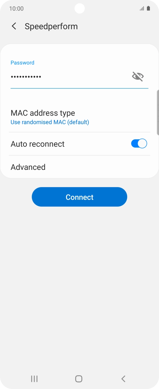 Key in the password for the WiFi network and press Connect.