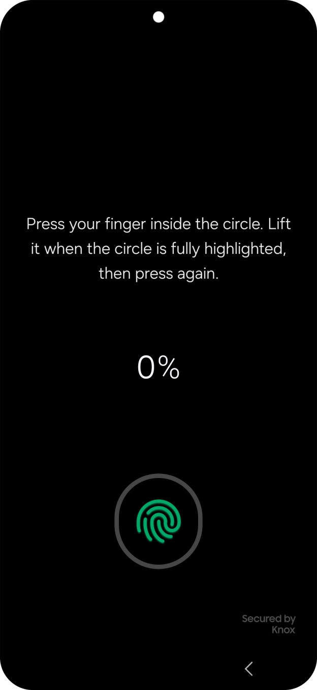 Follow the instructions on the screen to create the lock code using your fingerprint. Follow the instructions on the screen to create the lock code using your fingerprint.
