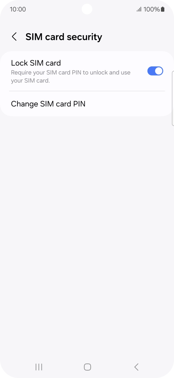 Press the indicator next to 'Lock SIM card' to turn the function on or off.