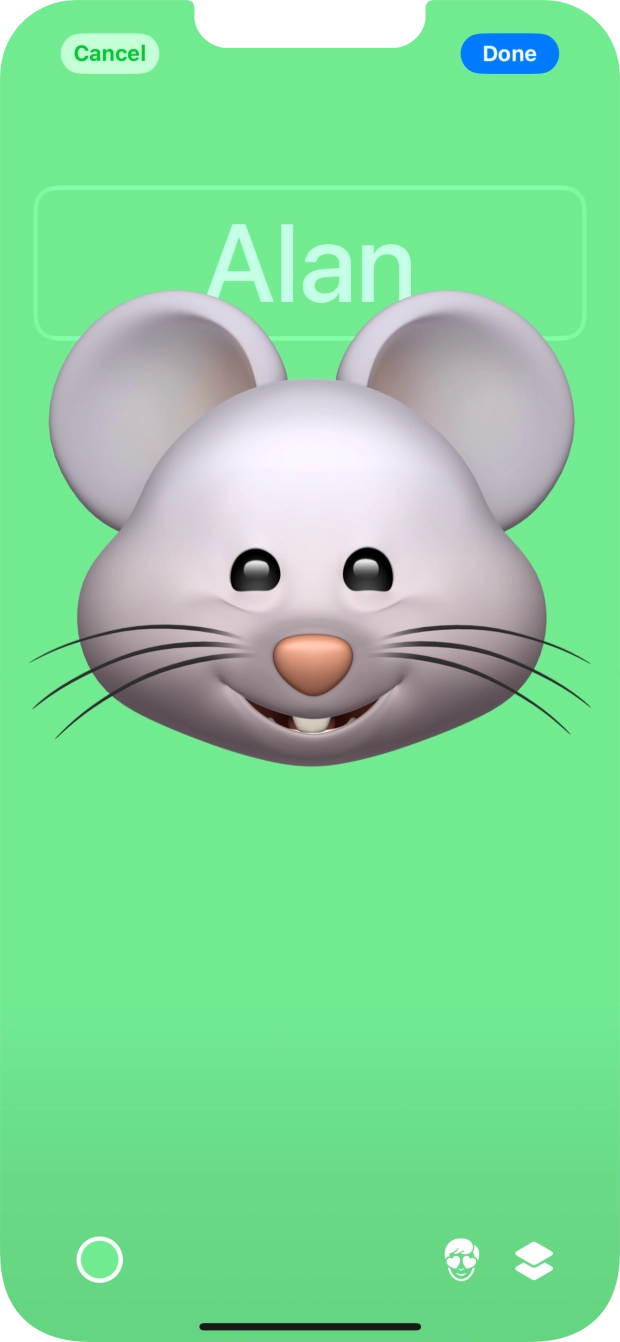 Press the name field and follow the instructions on the screen to select the required font and colour for your name on the Contact Poster.