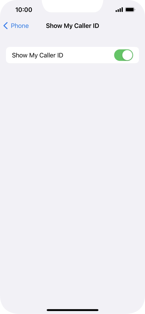 Press the indicator next to 'Show My Caller ID' to turn the function on or off.