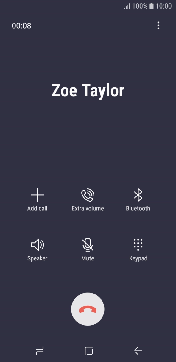 Press the end call icon.