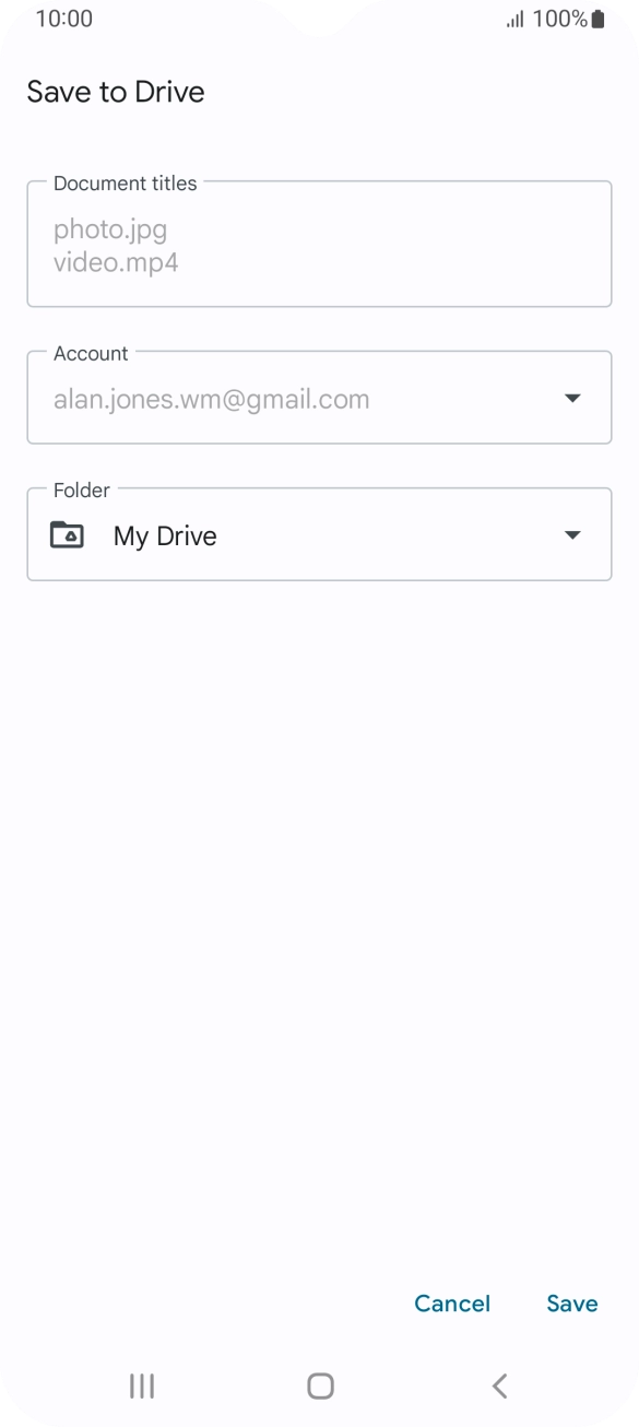 Press the field below 'Folder' and go to the required folder.