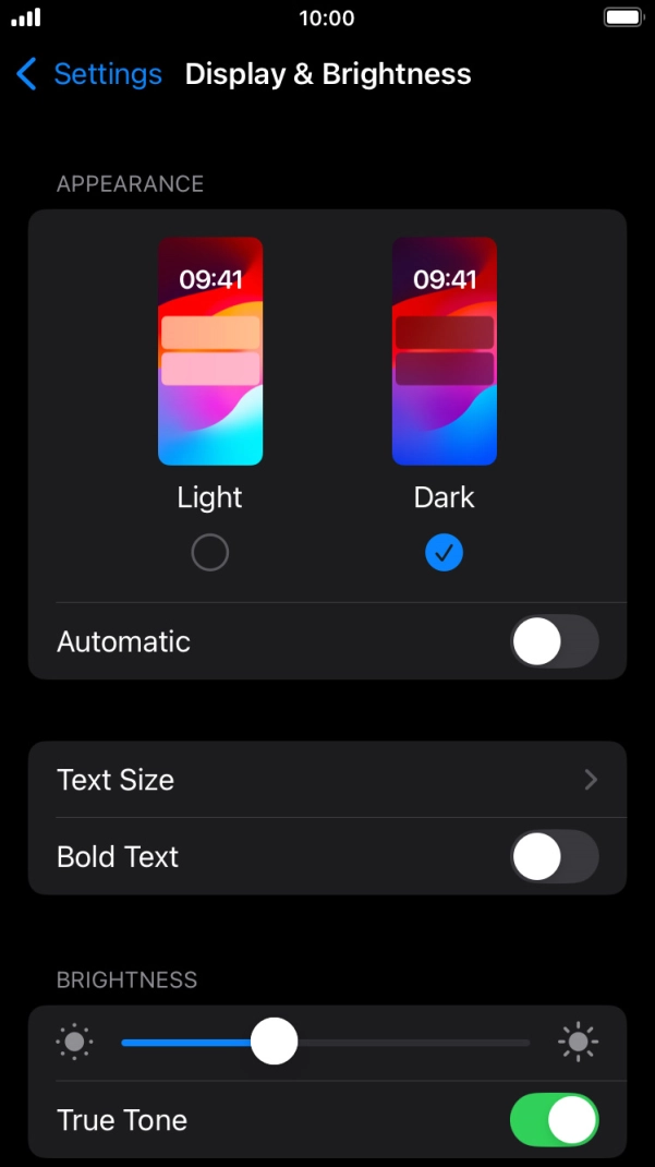 Press the indicator next to 'Automatic' to turn the function on or off.