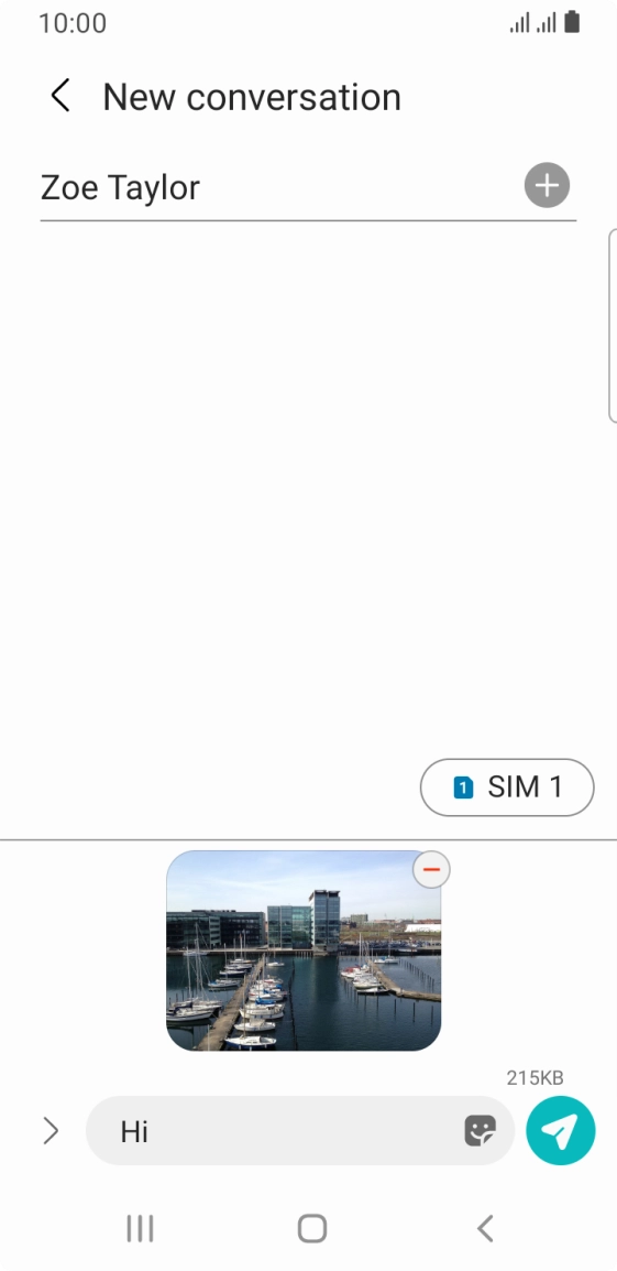 Press the send icon when you've finished your picture message. Press the send icon when you've finished your picture message.