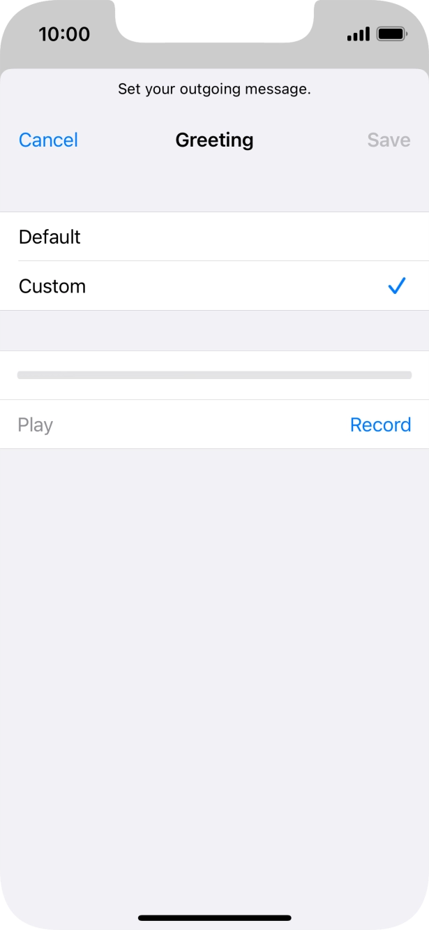 Press Record to start recording a personal greeting. Press Record to start recording a personal greeting.
