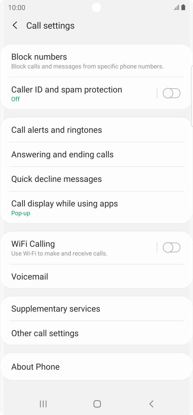 Press Supplementary services. Press Supplementary services.