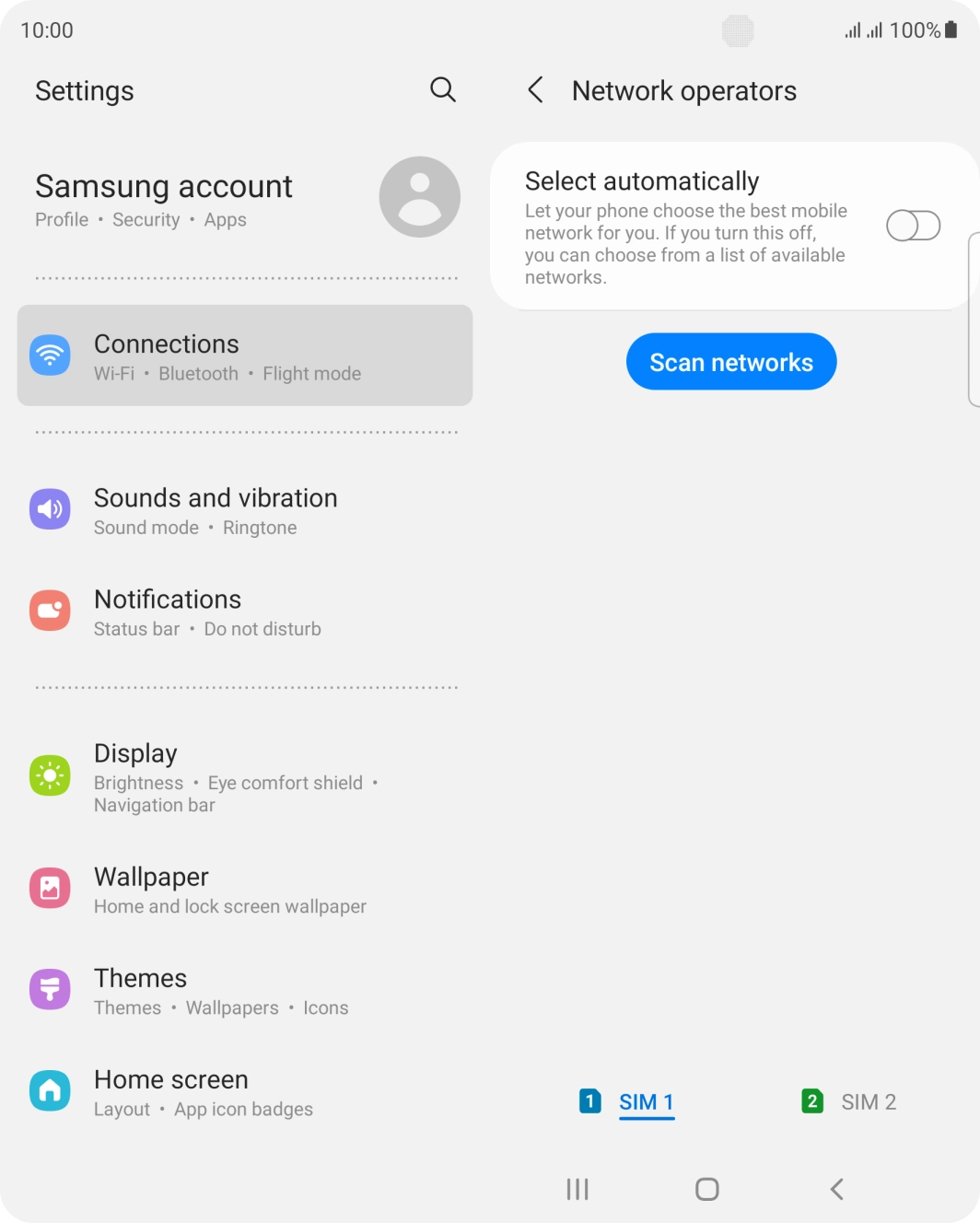 Press the indicator next to 'Select automatically' to turn on the function.