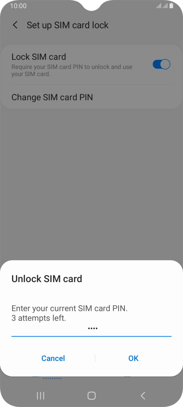 Key in your SIM PIN and press OK. The default SIM PIN is 0000.