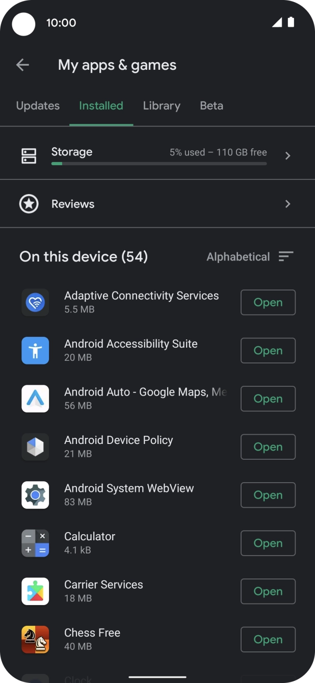 Press the required app.