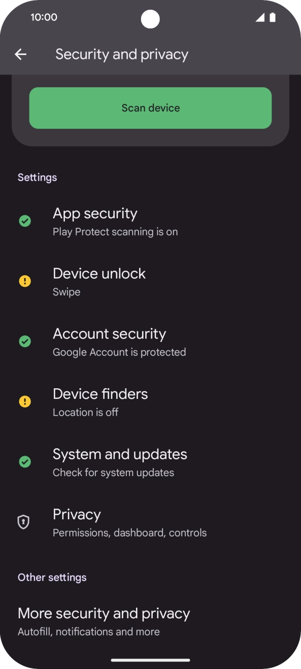 Press More security and privacy.