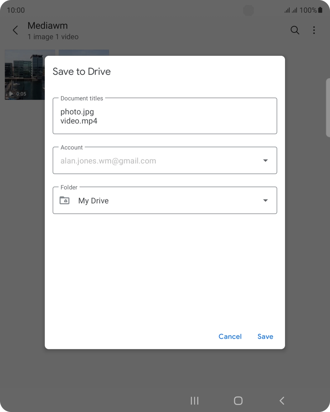 Press the field below 'Folder' and go to the required folder.