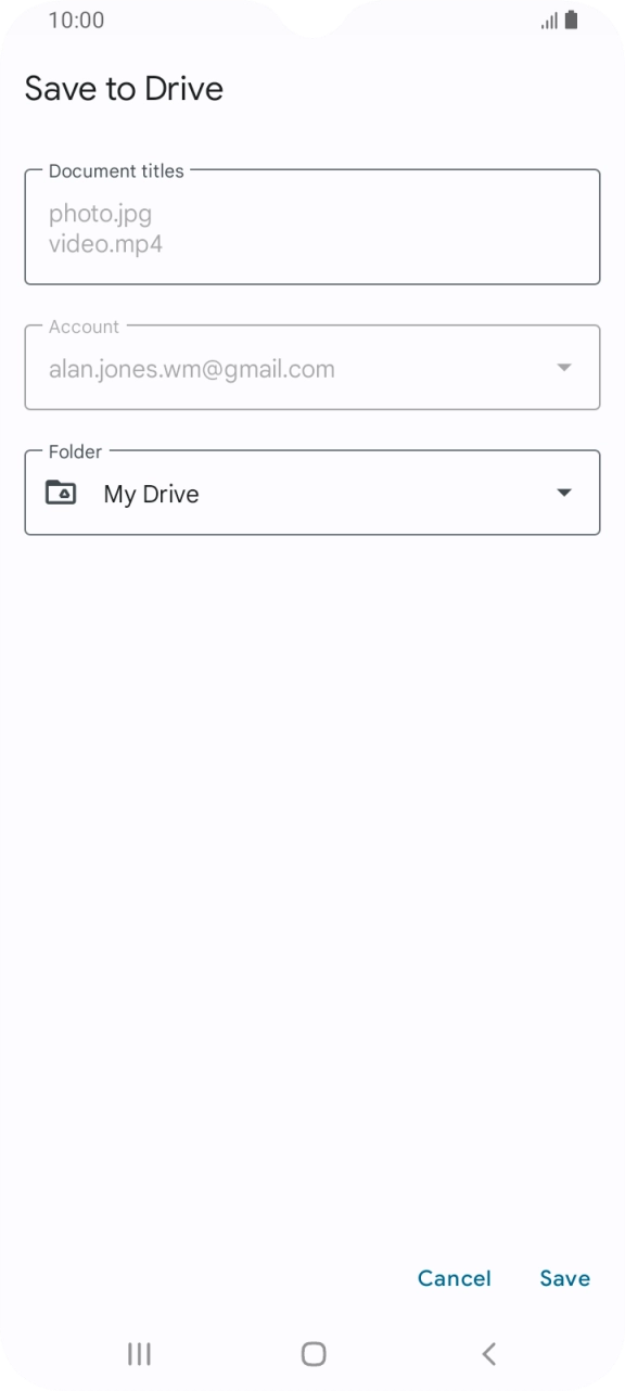Press the field below 'Folder' and go to the required folder.