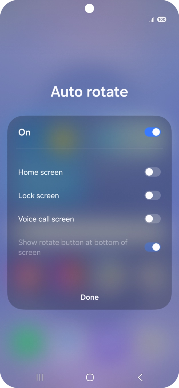 Press the indicators next to the required settings to turn them on or off.