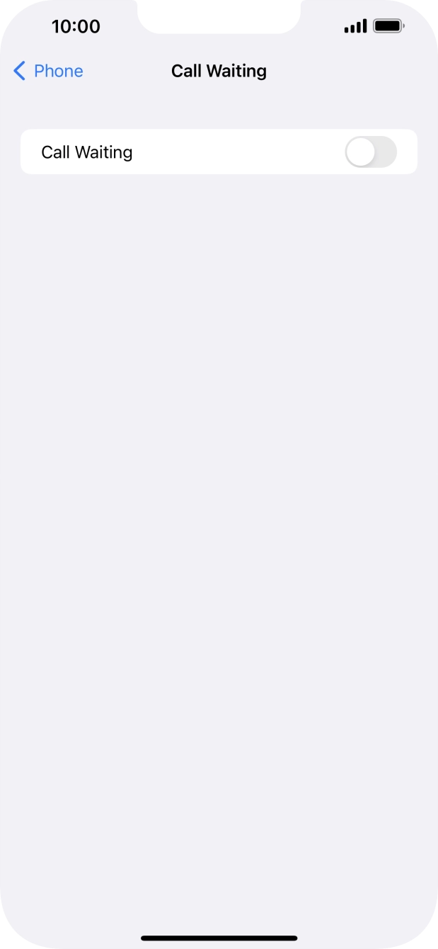 Press the indicator next to 'Call Waiting' to turn the function on or off.