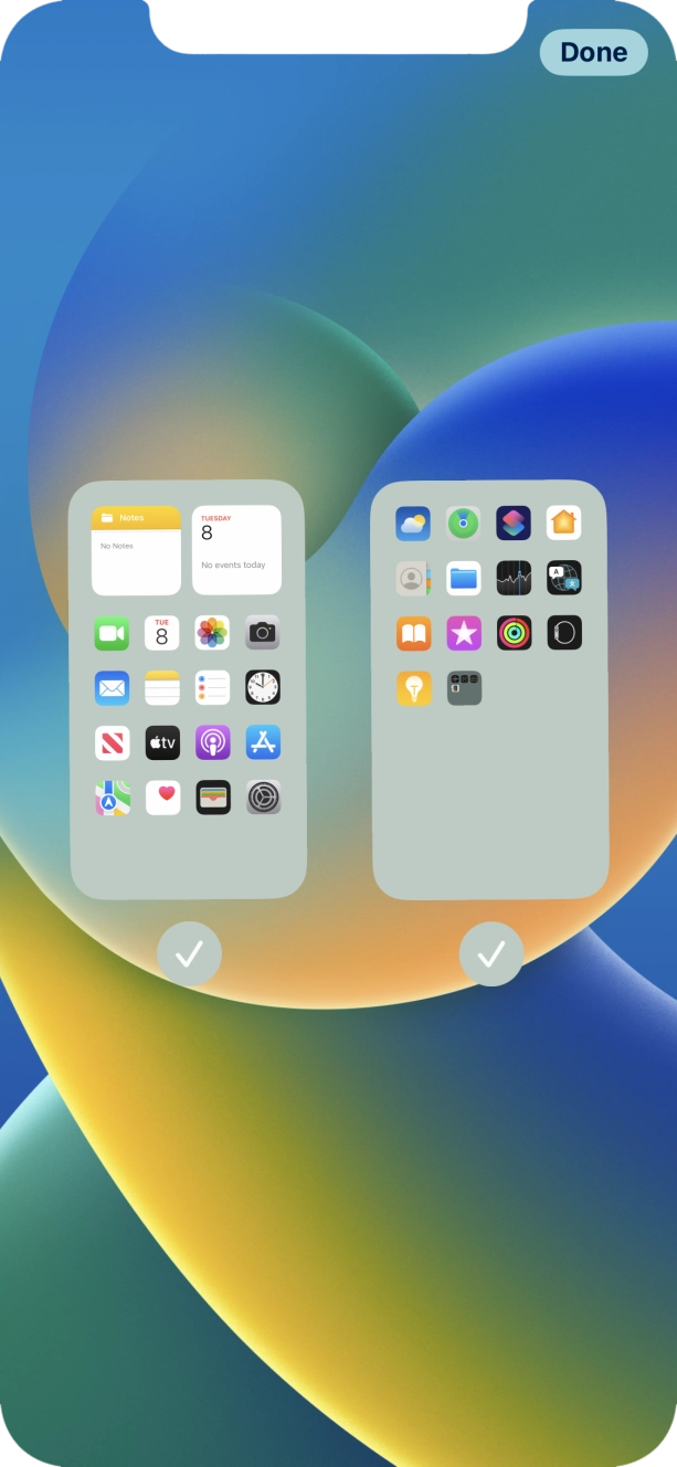 Press the fields below the required home screens to select or deselect them. Press the fields below the required home screens to select or deselect them.
