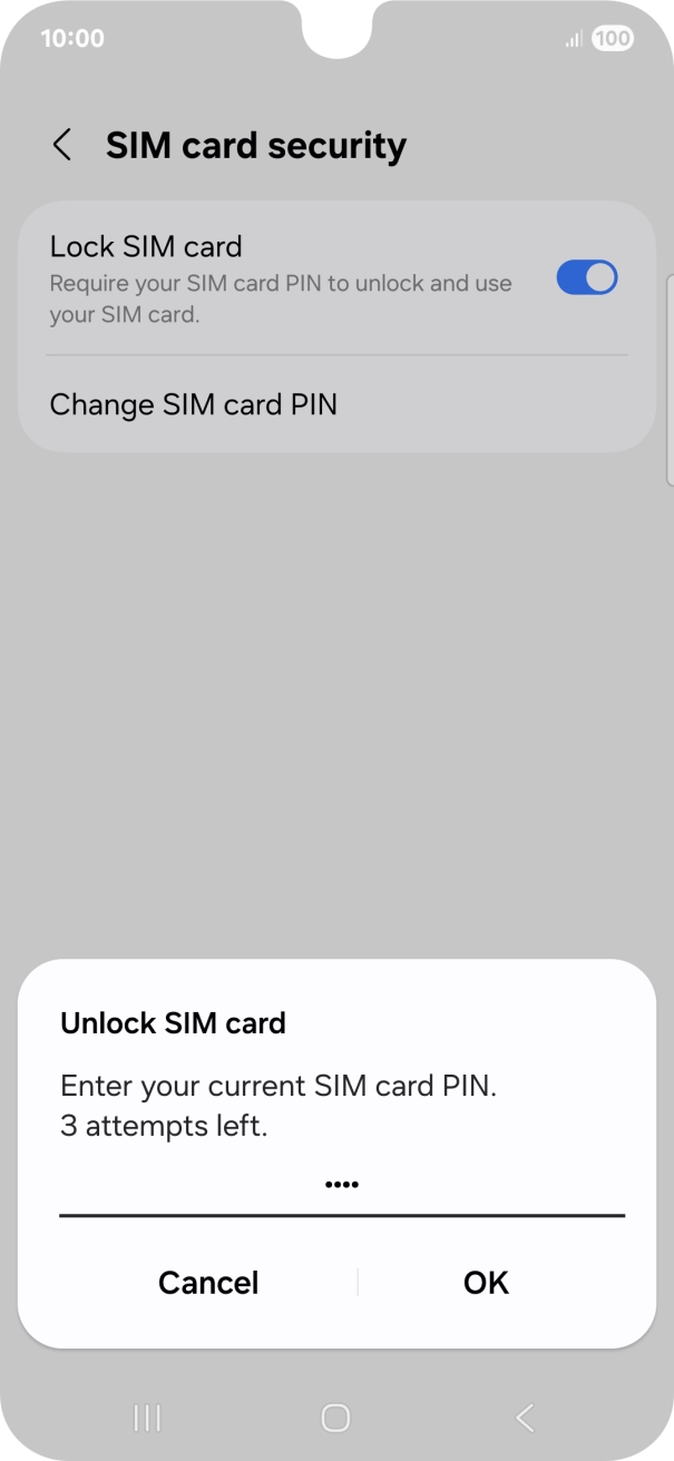 Key in your SIM PIN and press OK. The default SIM PIN is 0000.