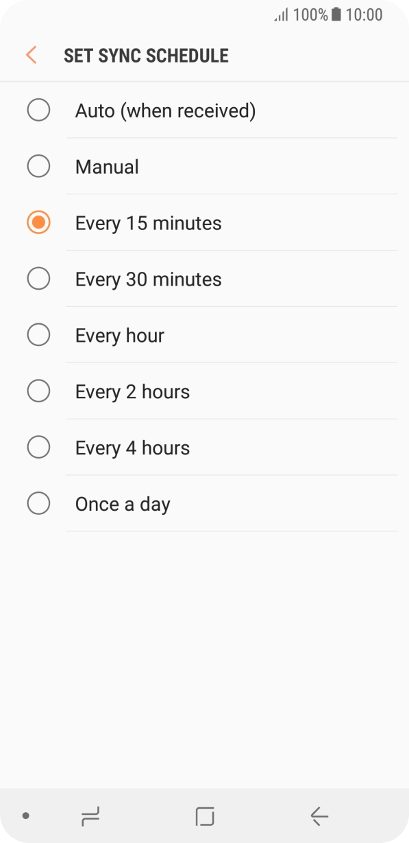 Press the required setting.