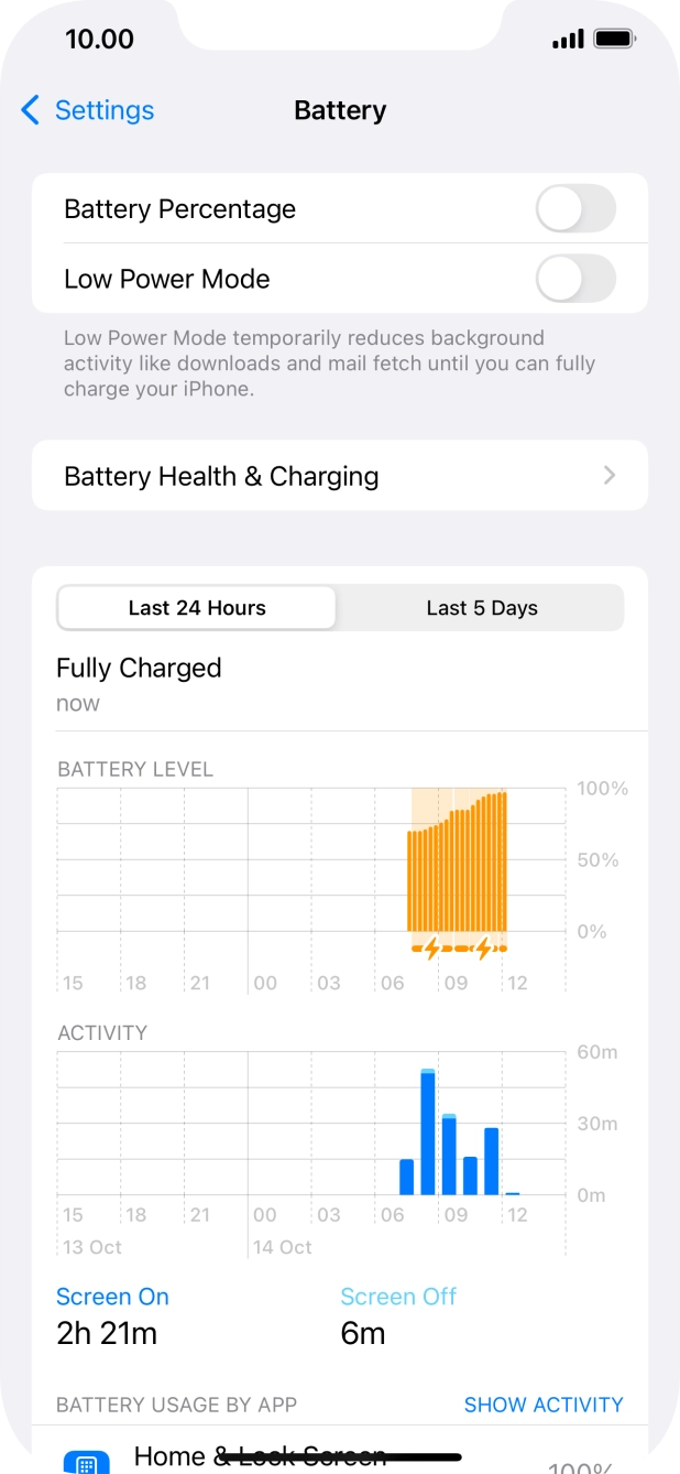 Press Battery Health & Charging.
