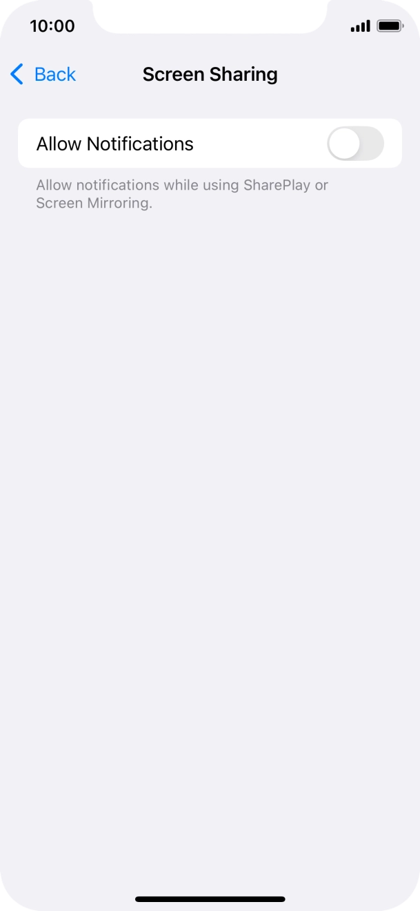 Press the indicator next to 'Allow Notifications' to turn the function on or off. Press the indicator next to 'Allow Notifications' to turn the function on or off.