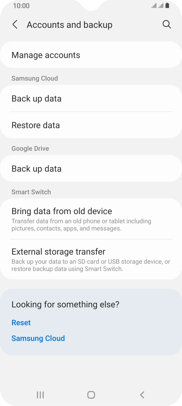 Press Manage accounts.