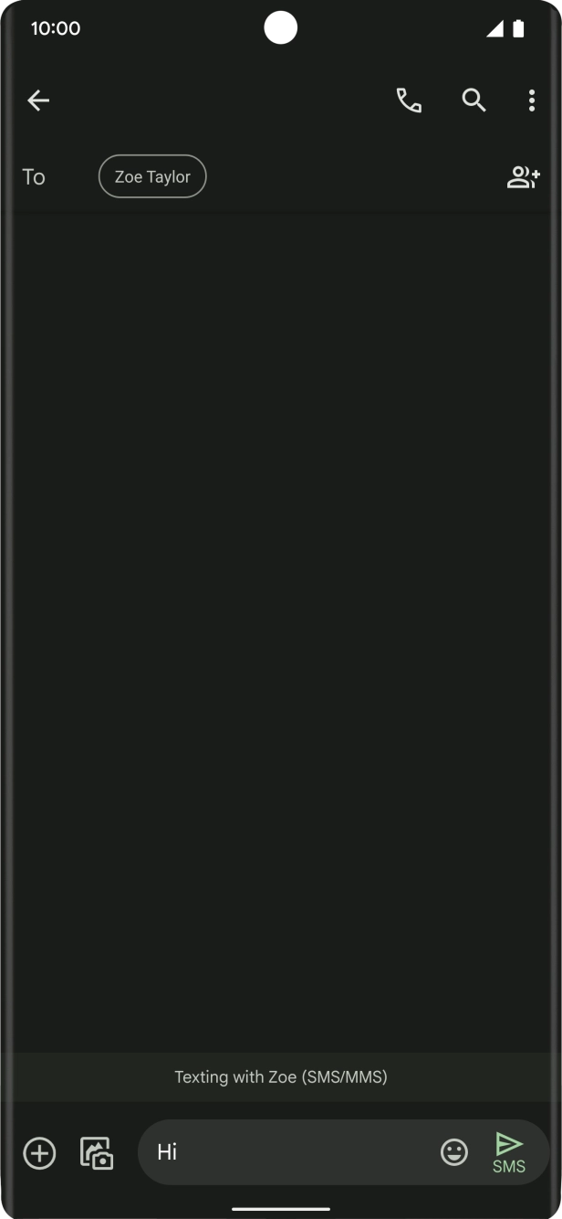 Press the send icon when you've finished your text message. Press the send icon when you've finished your text message.
