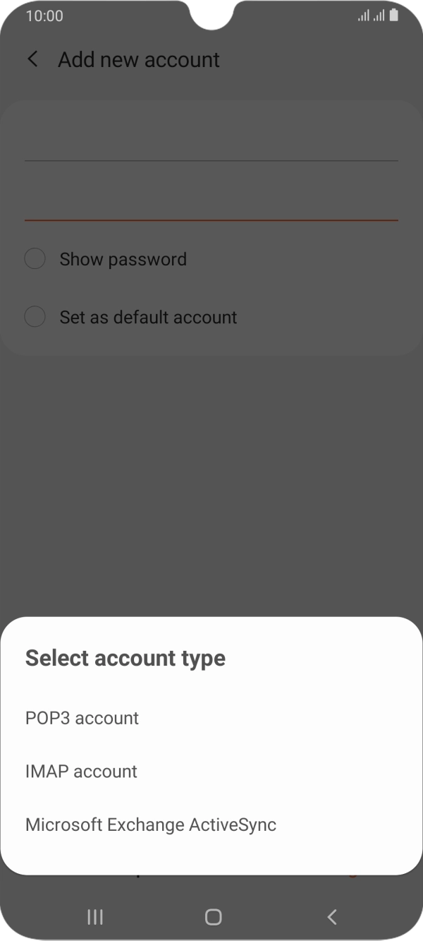 Press IMAP account. Press IMAP account.