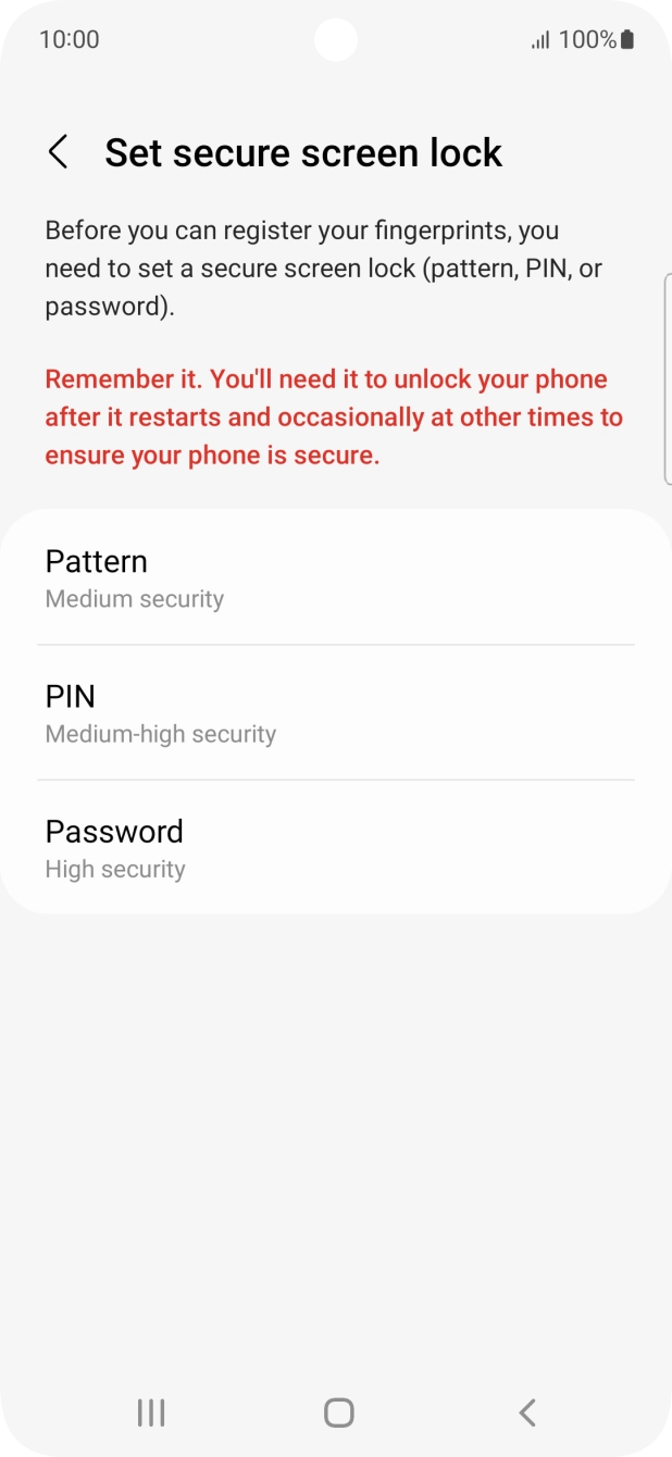 Press the required phone lock code and follow the instructions on the screen to create an additional phone lock code.