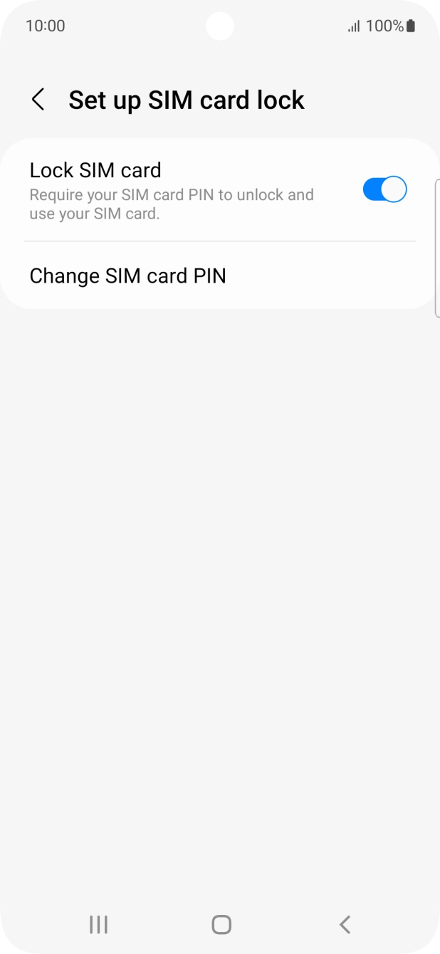 Press the indicator next to 'Lock SIM card' to turn the function on or off.