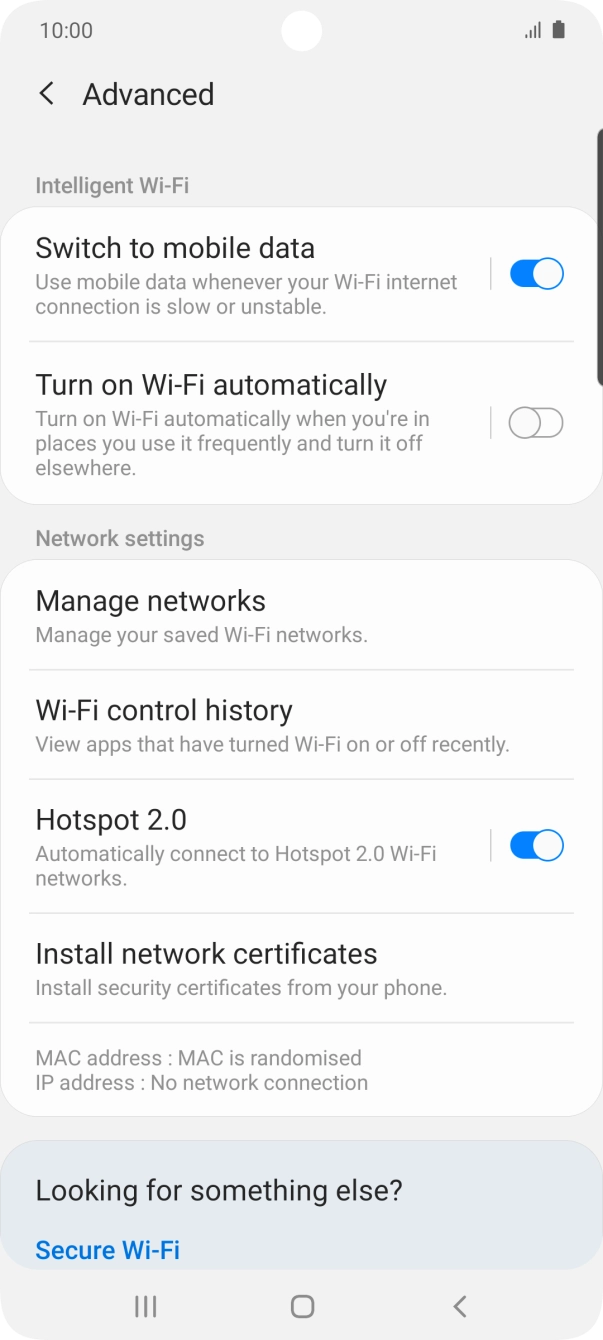 Press the indicator next to 'Switch to mobile data' to turn the function on or off.