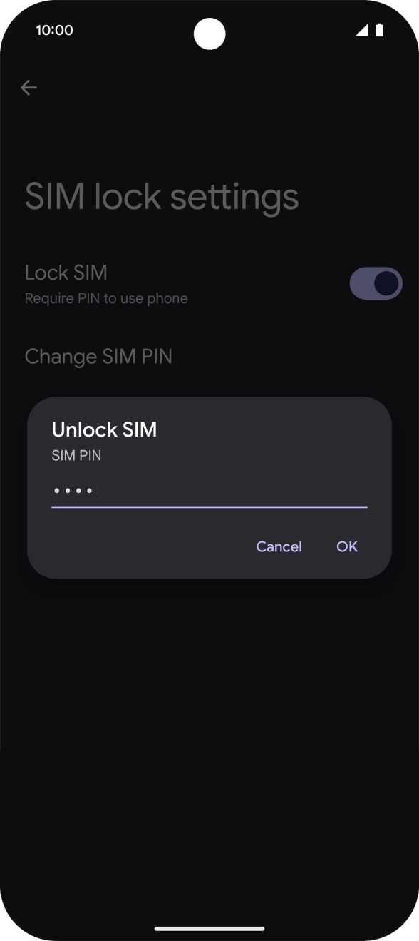Key in your SIM PIN and press OK. The default SIM PIN is 0000.