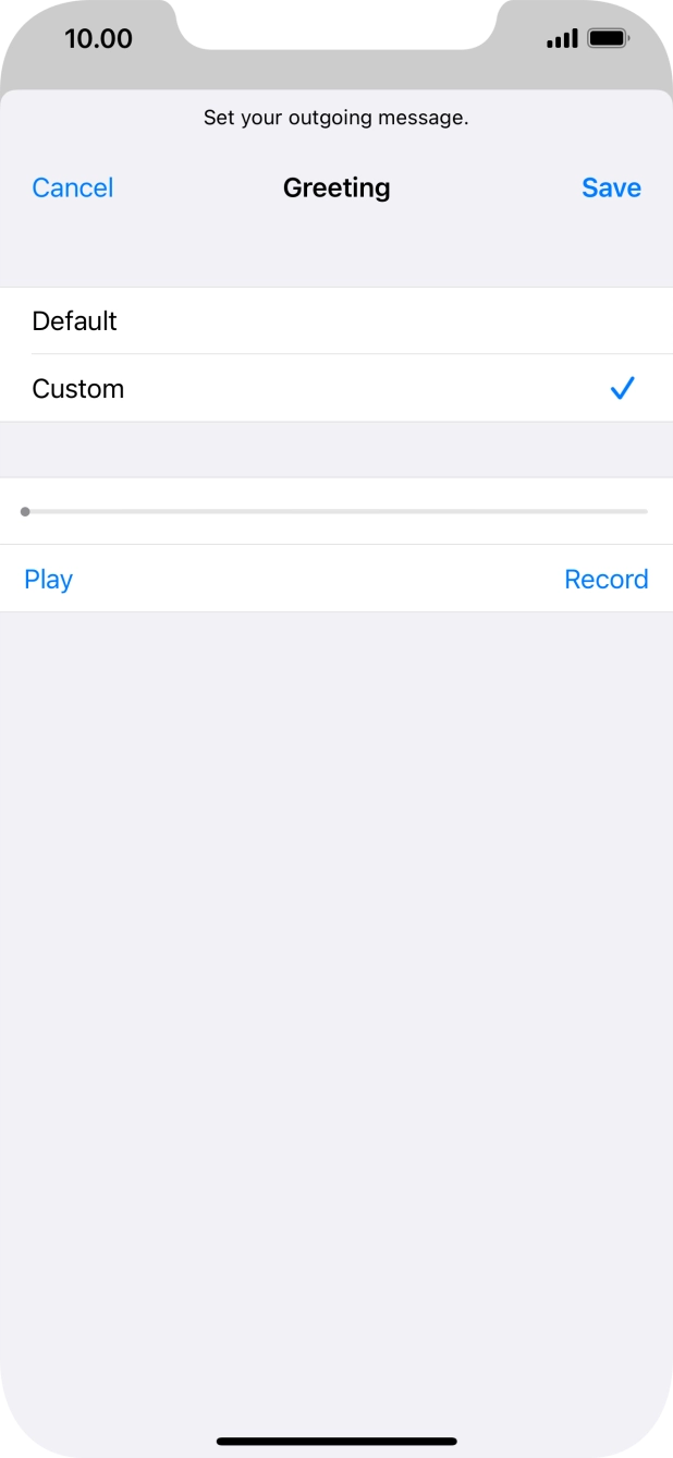 Press Play to play back your greeting.