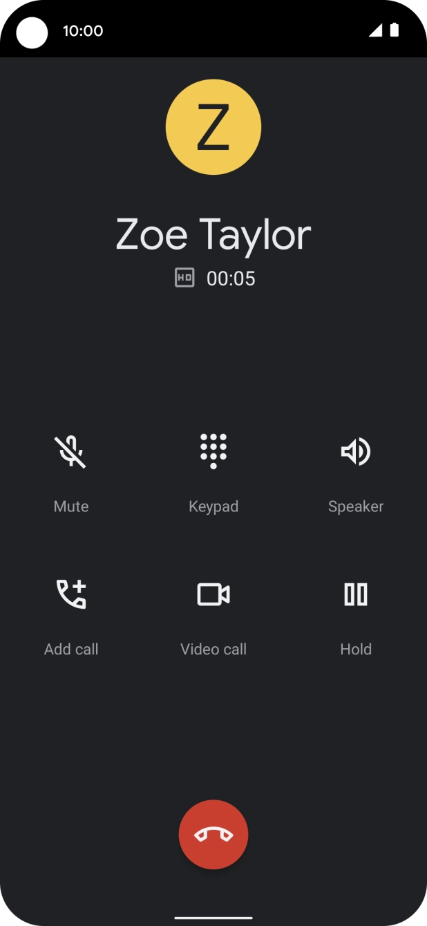 Press the end call icon.