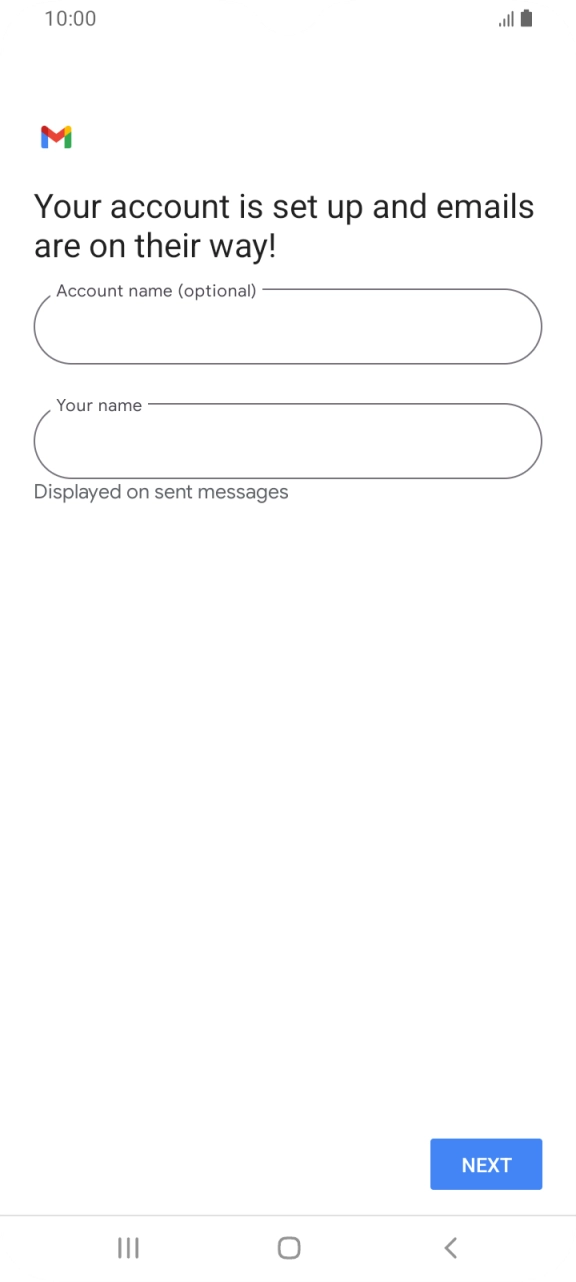 Press the field below 'Account name (optional)' and key in the required name. Press the field below 'Account name (optional)' and key in the required name.