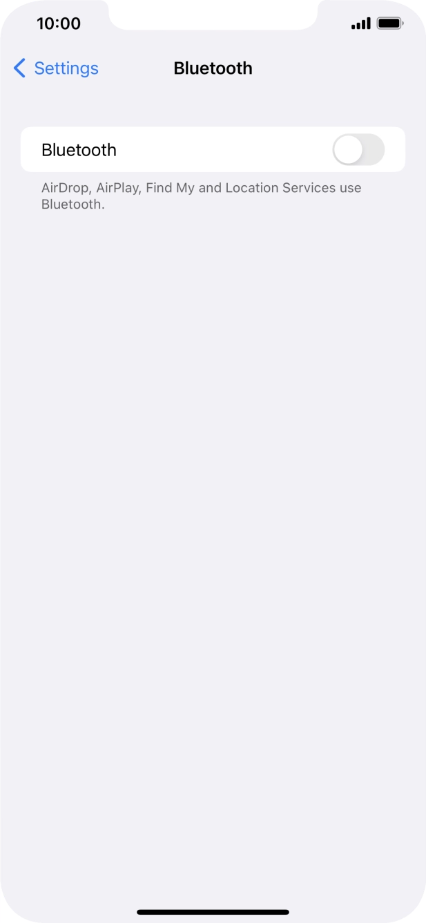 Press the indicator next to 'Bluetooth' to turn on the function.
