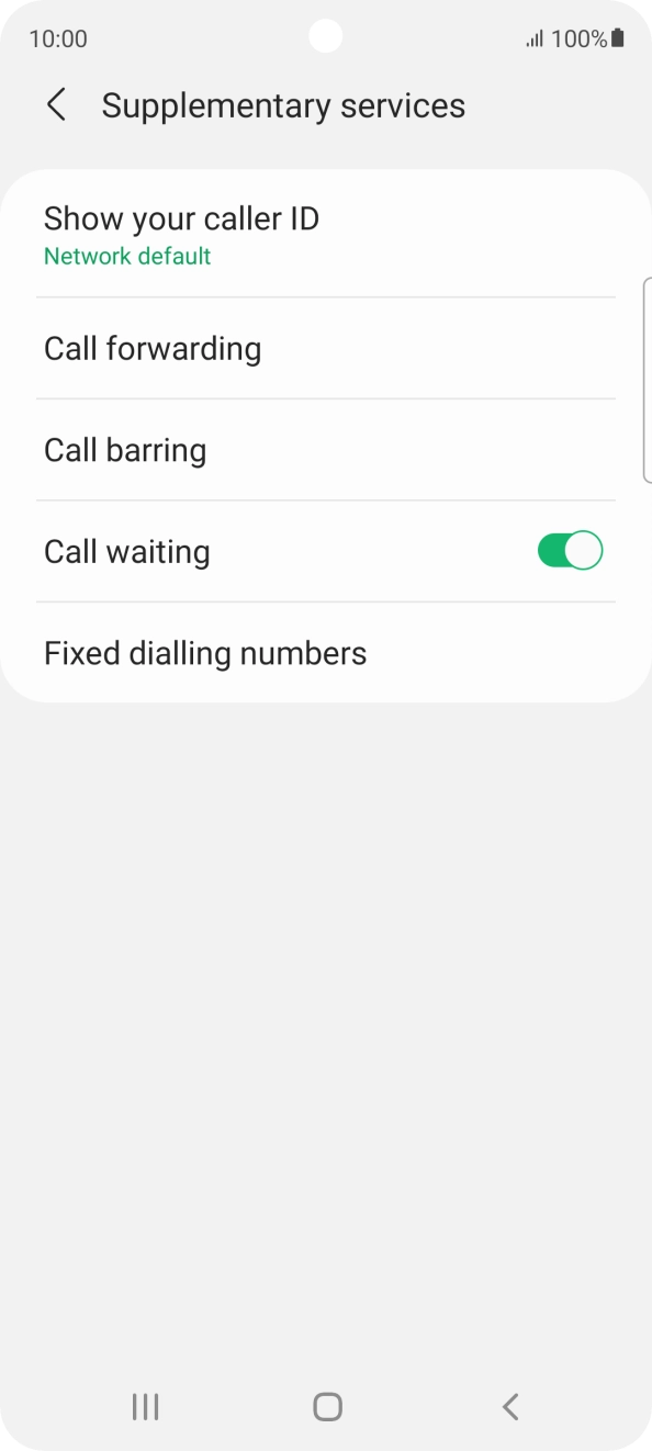 Press the indicator next to 'Call waiting' to turn the function on or off.