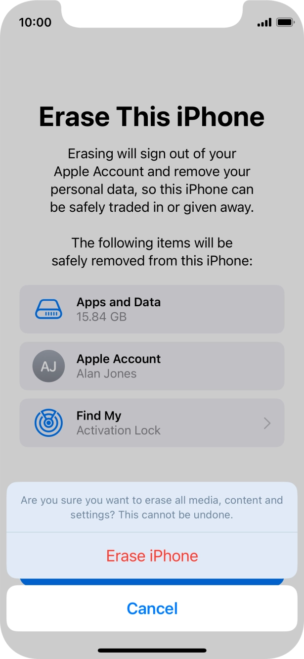Press Erase iPhone.