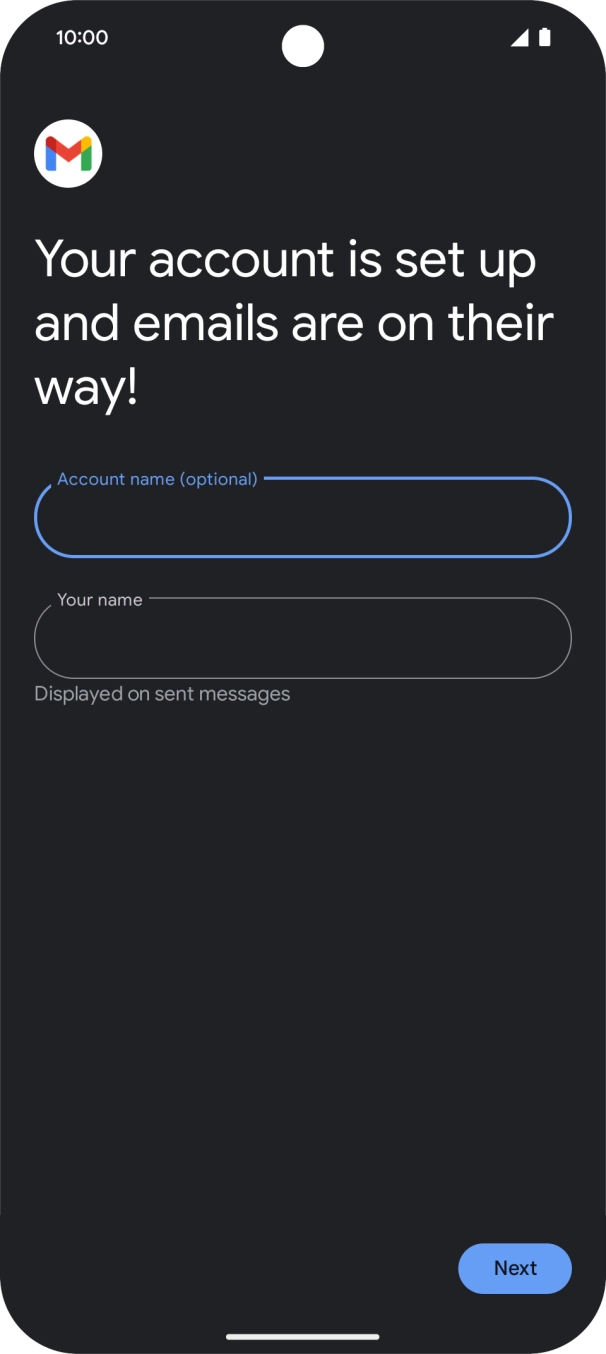 Press the field below 'Your name' and key in the required sender name.