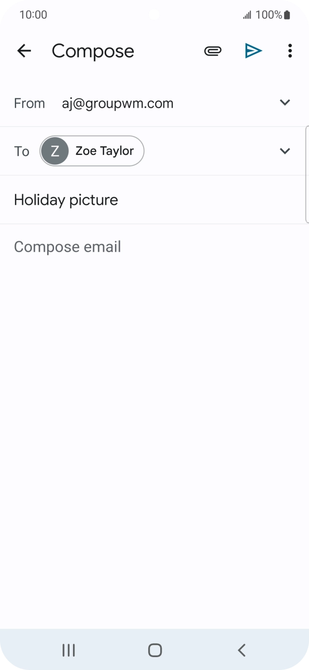 Press the text input field and write the text for your email.