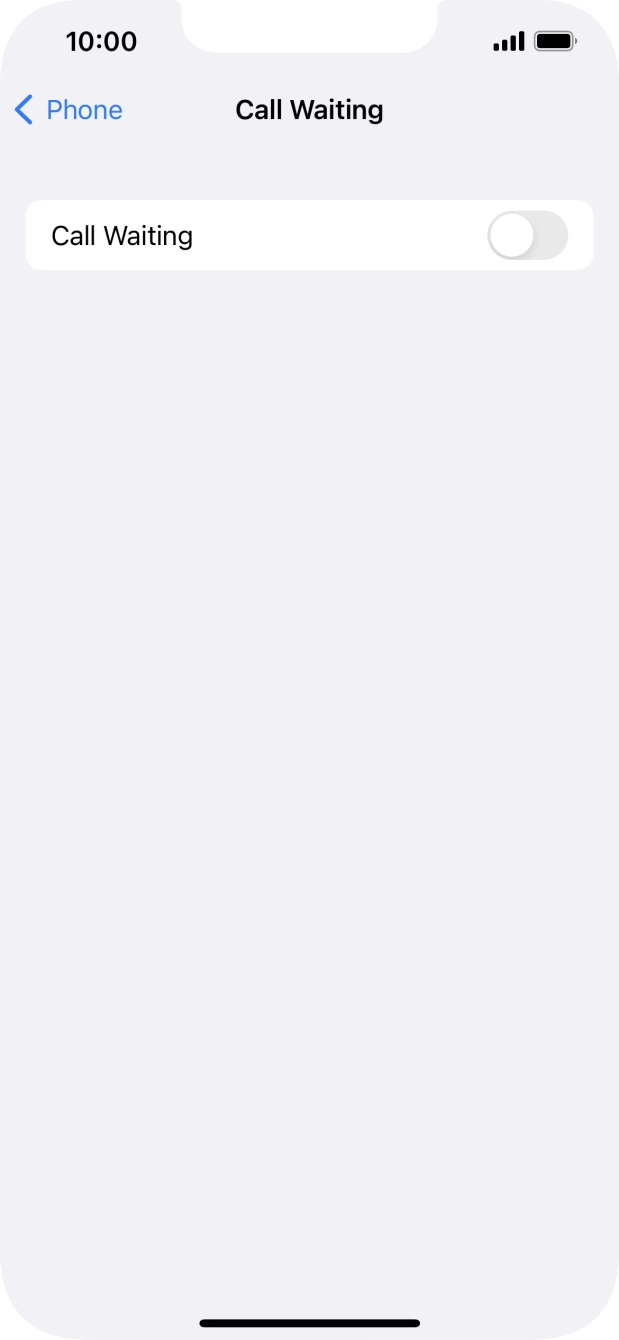 Press the indicator next to 'Call Waiting' to turn the function on or off.