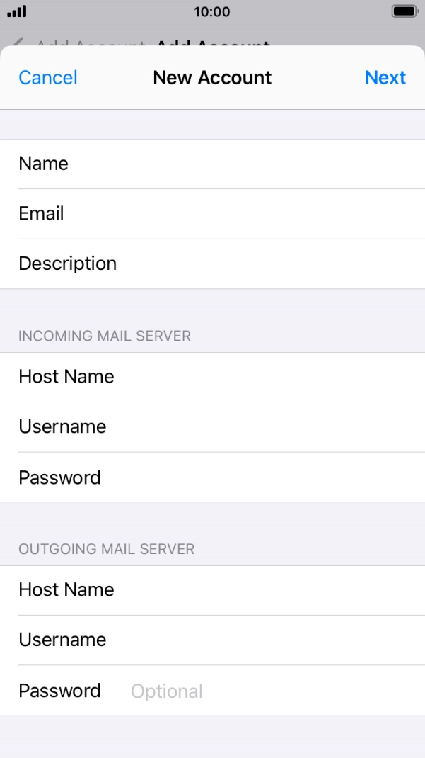 Press Password and key in the password for your email account. Press Password and key in the password for your email account.