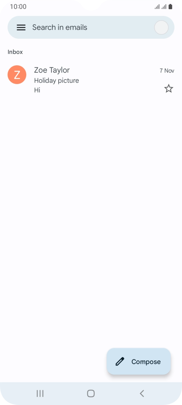 Press the email account icon. Press the email account icon.