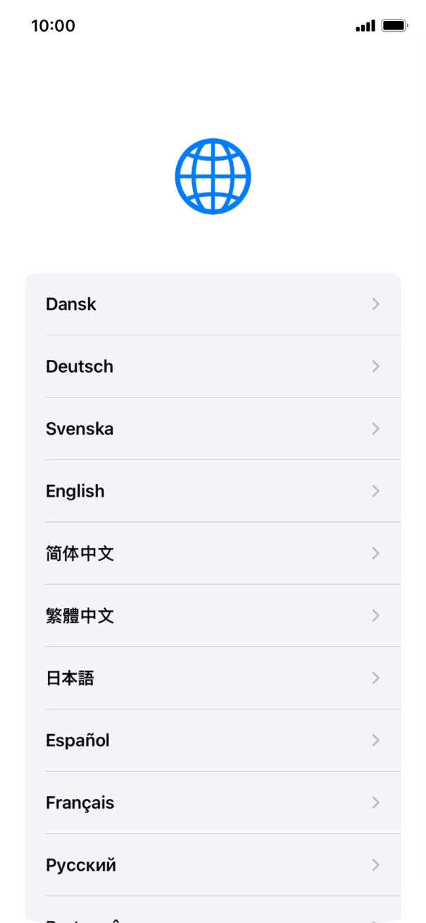 Press the required language. Press the required language.